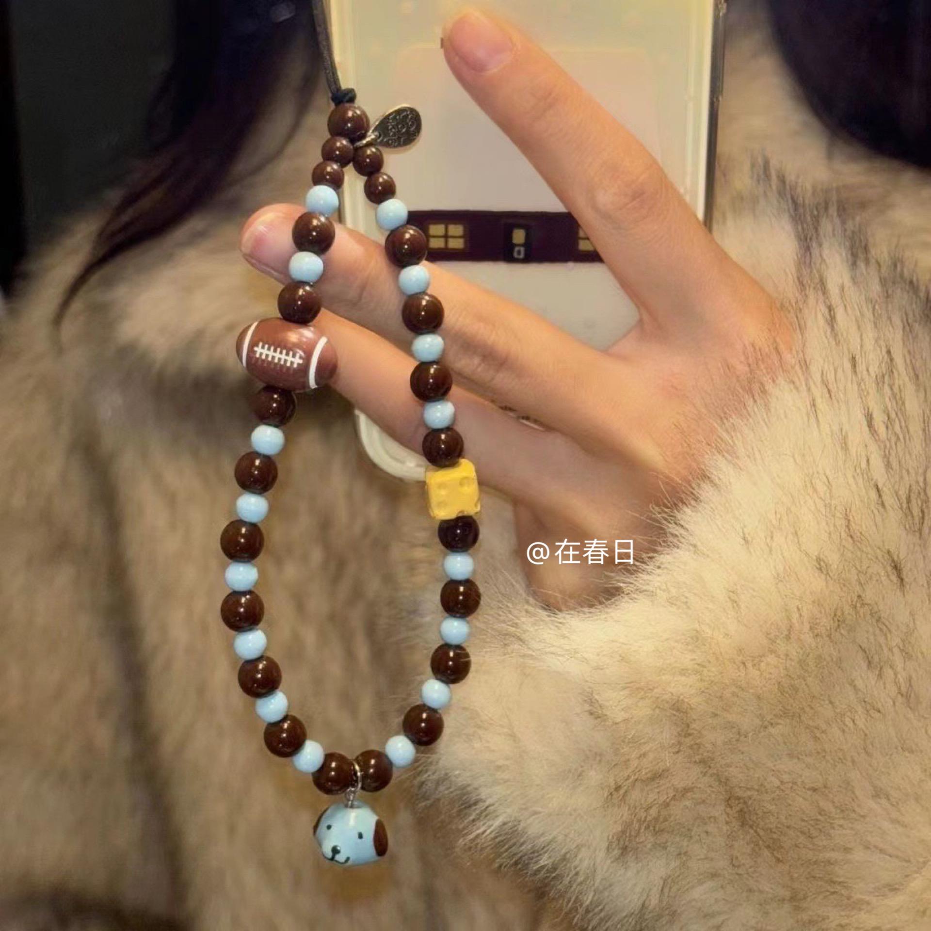 韩系ins薄荷巧克力芝士小狗手机壳链条挂饰可爱挂件ccd相机挂绳