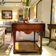 原装 现货咖色铜件棋盘带抽屉树柳木饰面折叠桌早餐桌边几 进口正版