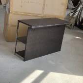 极简现代北欧黑咖色橡木不锈钢装 饰开放层板收纳书架沙发扶手边几