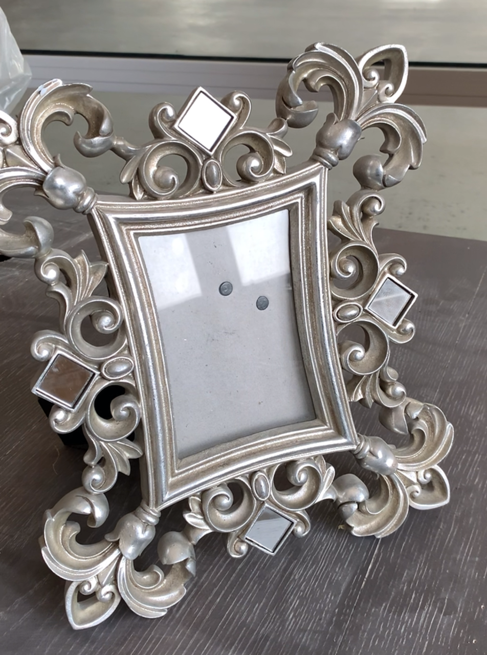 美式乡村风格做旧银色镂空花型摆放家用整装长方形玄关相框画框