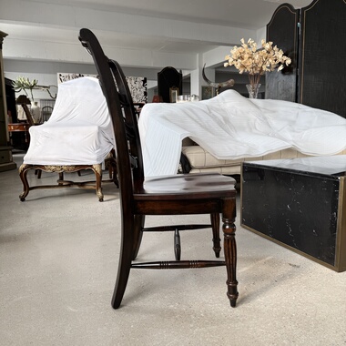 Hooker美式乡村全实木餐椅复古做旧核桃木原木家用餐厅高靠背椅子