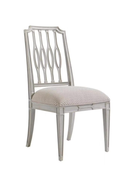 美国原装进口正版现货休闲白色木质椅背镂空座垫软包无扶手椅餐椅