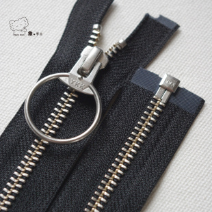 60_80cm 5号YKK亮银色开口铜拉链外套皮衣夹克羽绒棉大衣拉锁配件