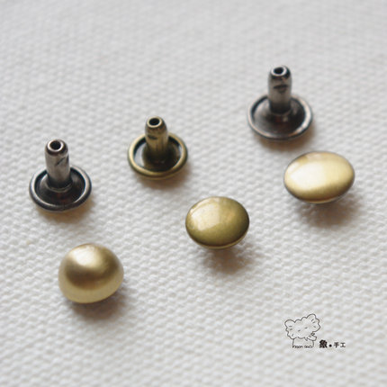 diy手工皮革包包金属扣五金配件 8mm 9mm双面古扫全铜蘑菇钉撞钉