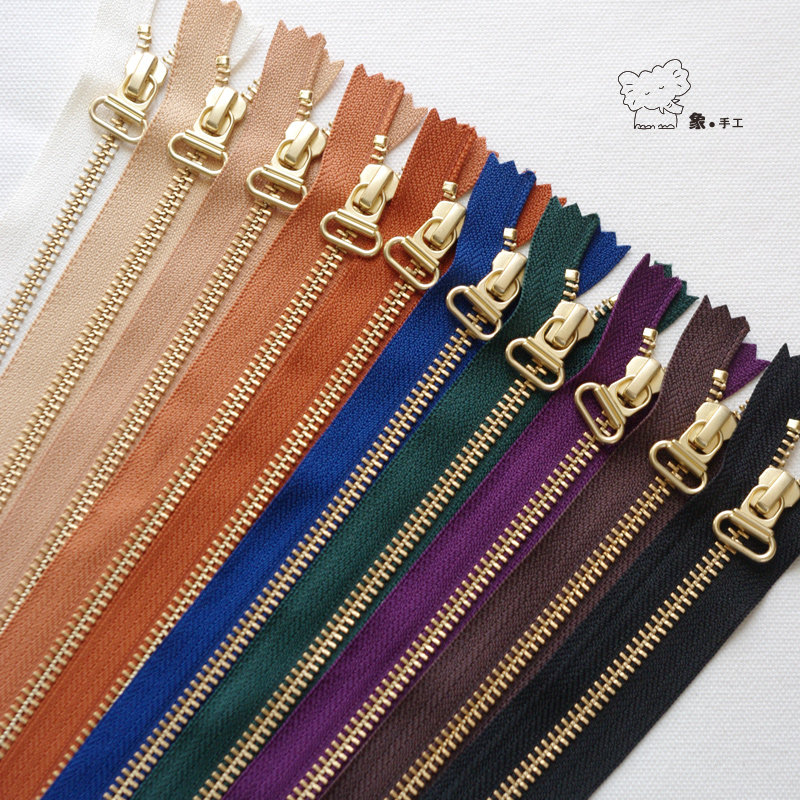 20_30cm YKK5号金铜色自锁闭口拉链 diy皮具手袋包包靴子拉锁配件