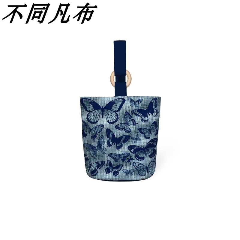蝴蝶印花小众设计帆布包水桶包