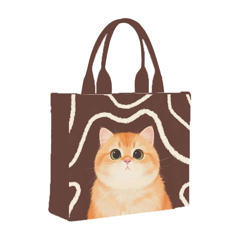 金渐层小猫插画原创帆布包大容量手提折叠环保袋购物袋托特包定制