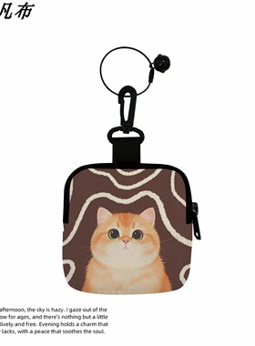 金渐层猫咪卡通新款小包文艺小众零钱包包挂饰便携小巧耳机包卡包
