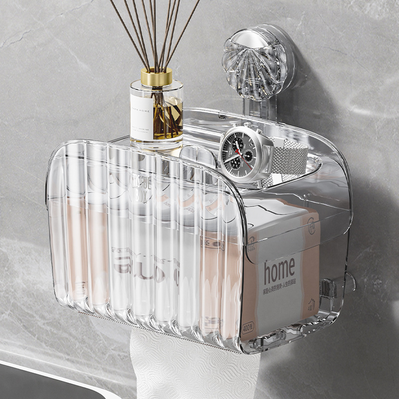 免打孔吸盘纸巾盒卫生间厕纸盒厕所纸巾盒抽纸卫生纸架卷纸