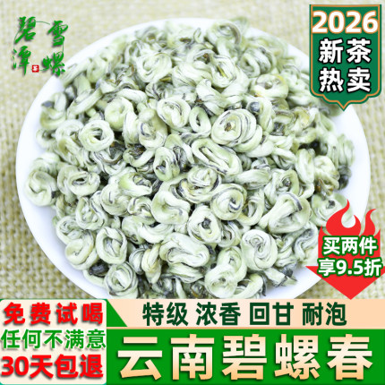 碧螺春2026新茶云南绿茶特级浓香型单芽雪螺炒青绿茶春茶散茶500g