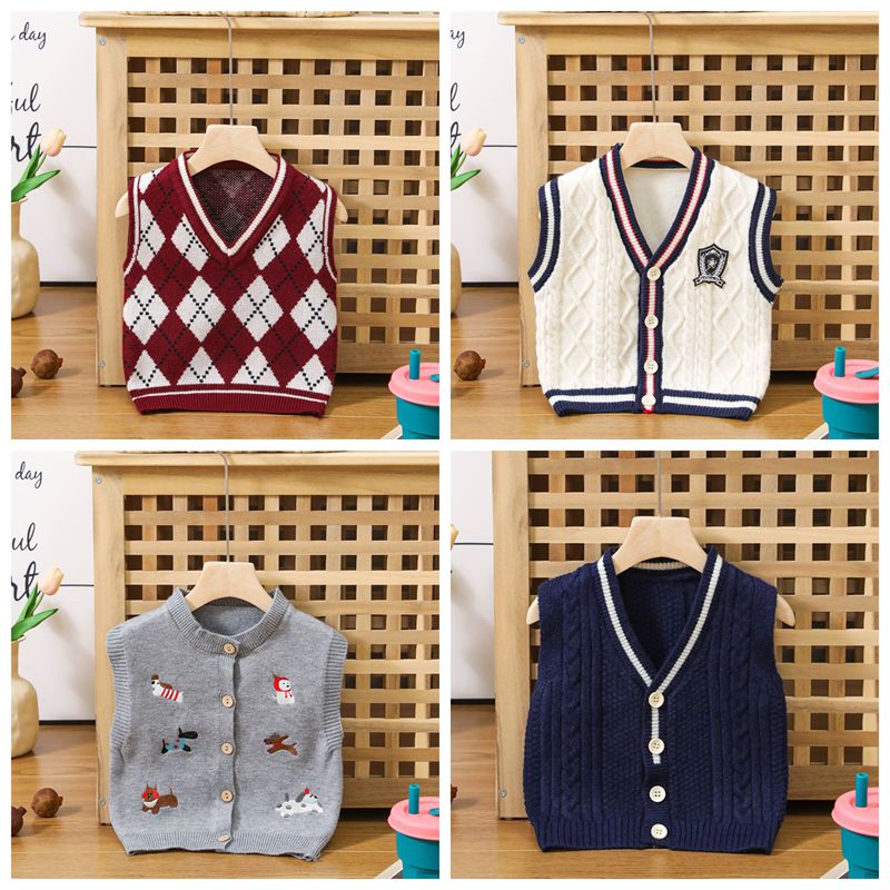 黄嘴企鹅2025新款儿童毛衣圆领套头背心毛衣婴幼儿马甲