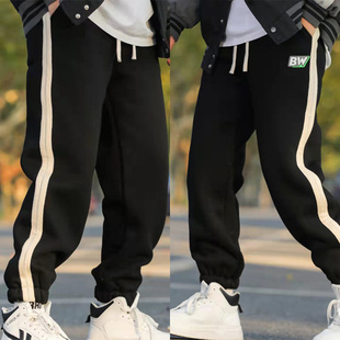 小灵丁加绒加厚运动裤冬季新款男童羊羔毛休闲裤潮童卫裤百搭