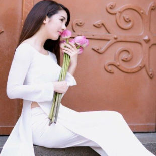 正宗越南奥黛旗袍连衣裙套装圆领修身飘逸显白长裙白色女改良旗袍