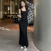 方领背心裙显瘦气质长款 莫代尔连衣裙女修身 吊带裙2025夏新款 裙子