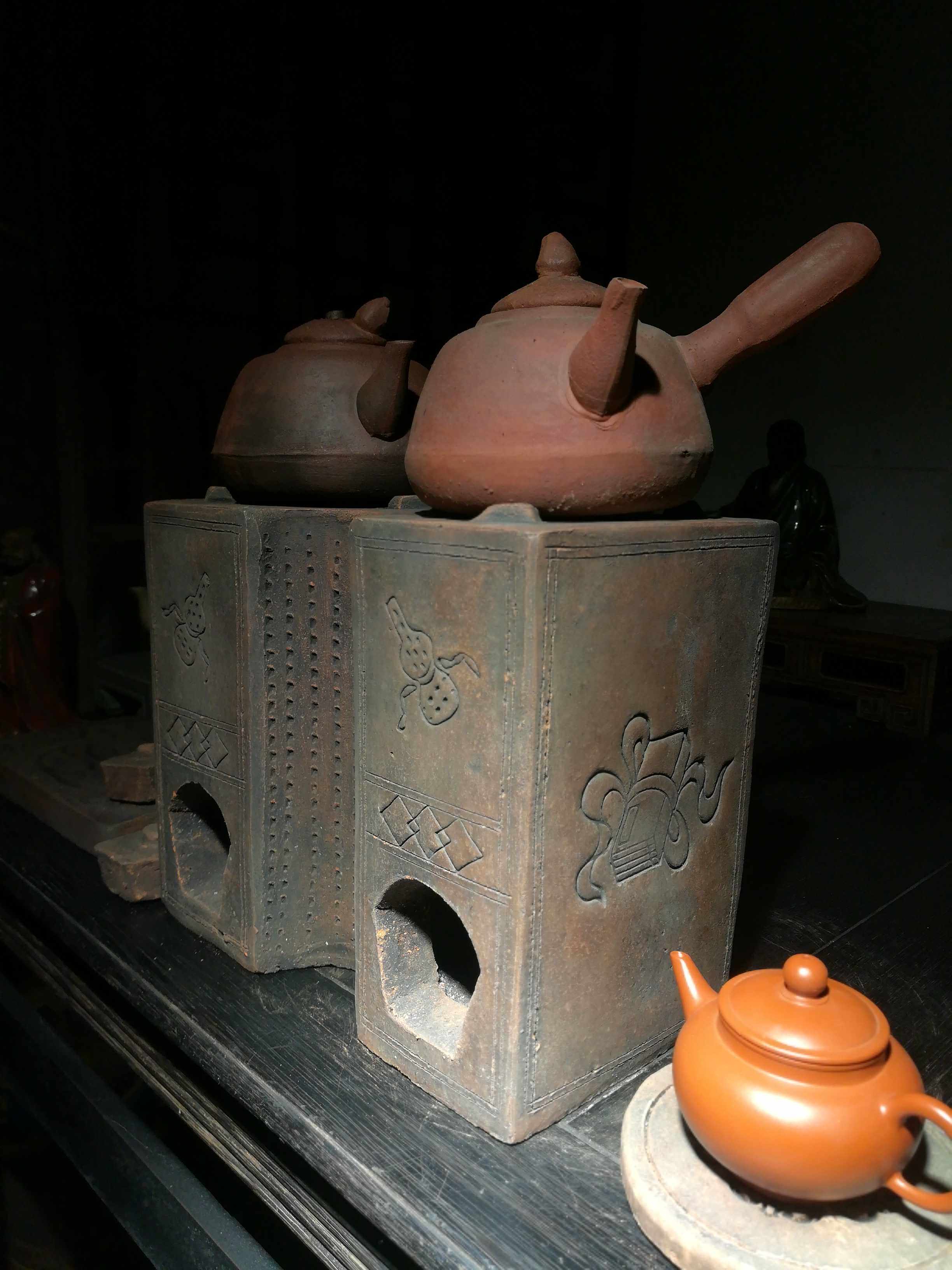 炭炉红泥炉子老式双炉手工风炉火炉陶器文房茶道茶具茶炉禅意包邮