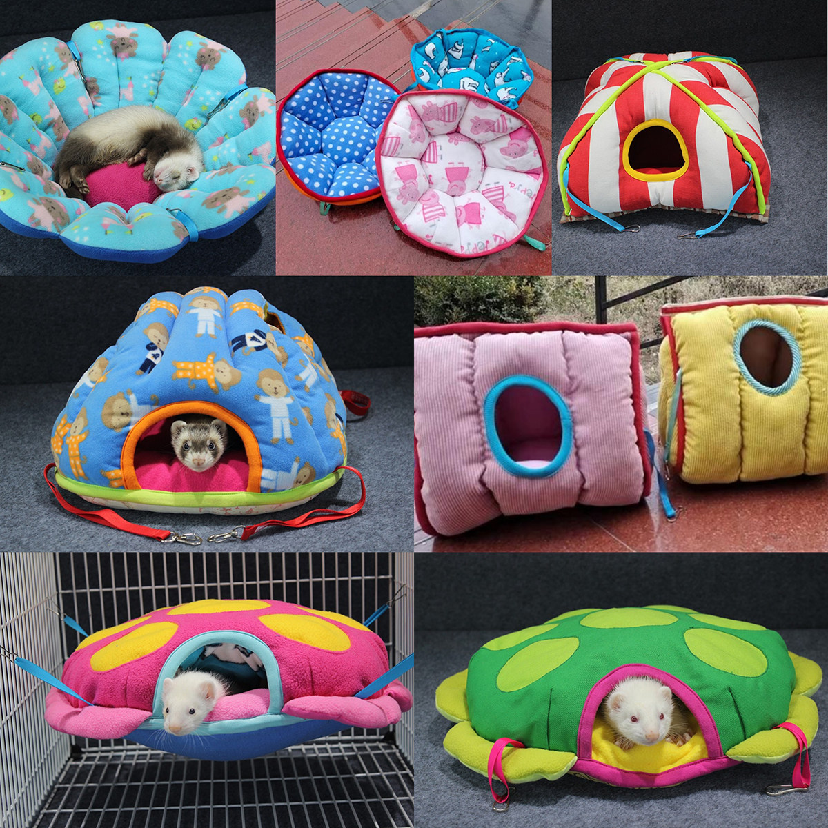 巧手妈妈手工制作卡通吊床 纯棉保暖隧道 小型宠物大爱宠物貂龙猫