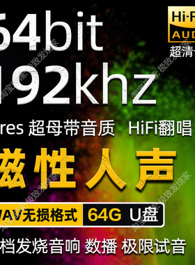 磁性人声192khz64bit超高码率Hires超清母带无损发烧友数播音源