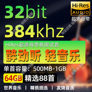 hifi384khz32bit醉美轻音乐世界名曲高解析无损音质数播音源优盘