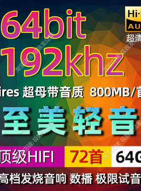 至美轻音192k-64bit高码率发烧HIFI乐器纯音试音数播家用无损音源