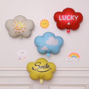 新款云朵铝膜气球白云蓝色冲氦气可飘空生日派对装饰装扮拍照道具