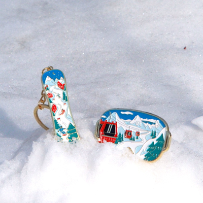 趣滑雪原创设计长白山滑雪场冰箱贴