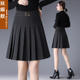 秋冬新款 高腰显瘦防走光小个子学院风a字百褶短裙 毛呢半身裙韩版