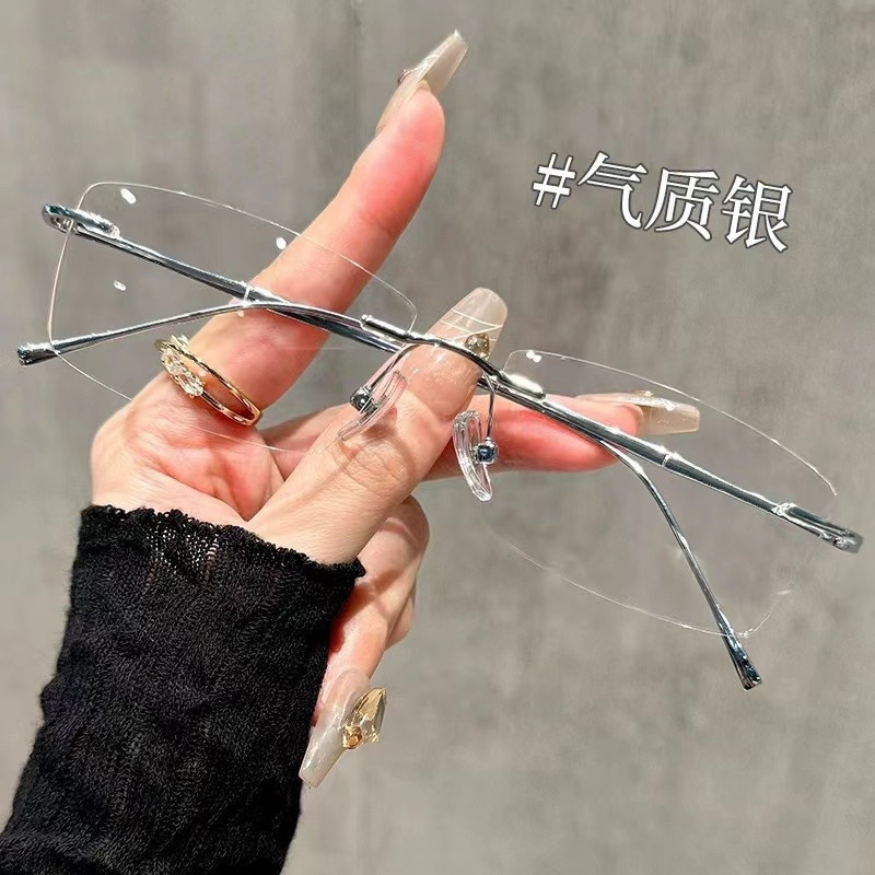 超轻纯钛近视无边框眼镜男可配度数人夫感斯文潮男纯欲方框平光镜