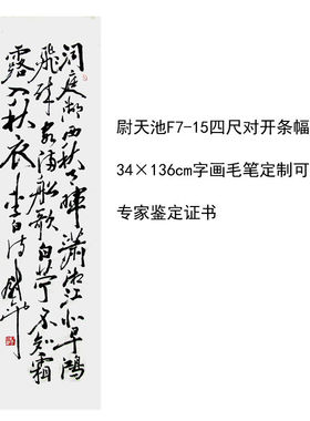 临摹手写尉天池书法题字34×136cm名人名家字画毛笔定制可选证书