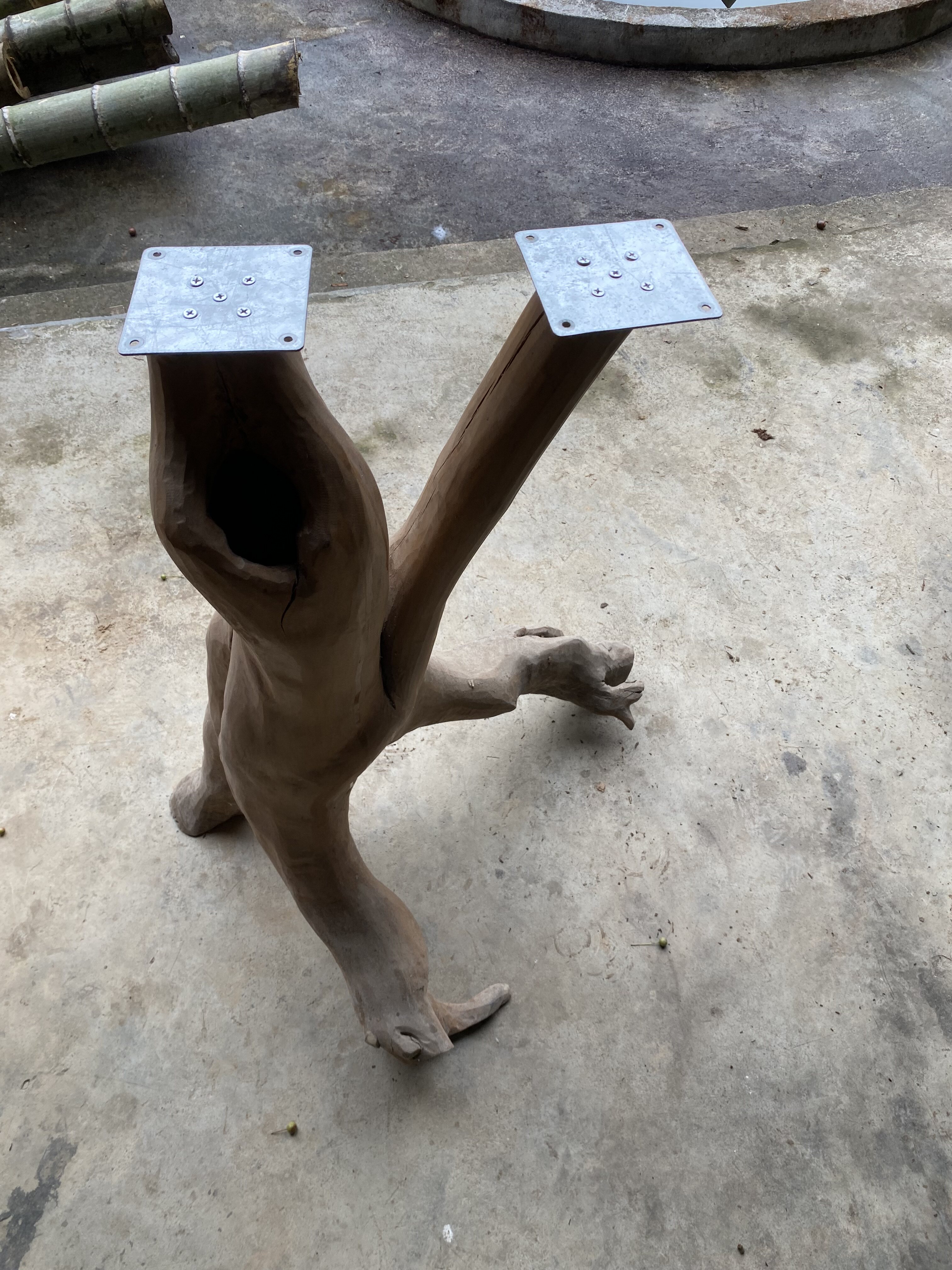 实木桌腿圆木原木天然腿支架大板餐桌腿台面桌脚架树杈树桩支撑架