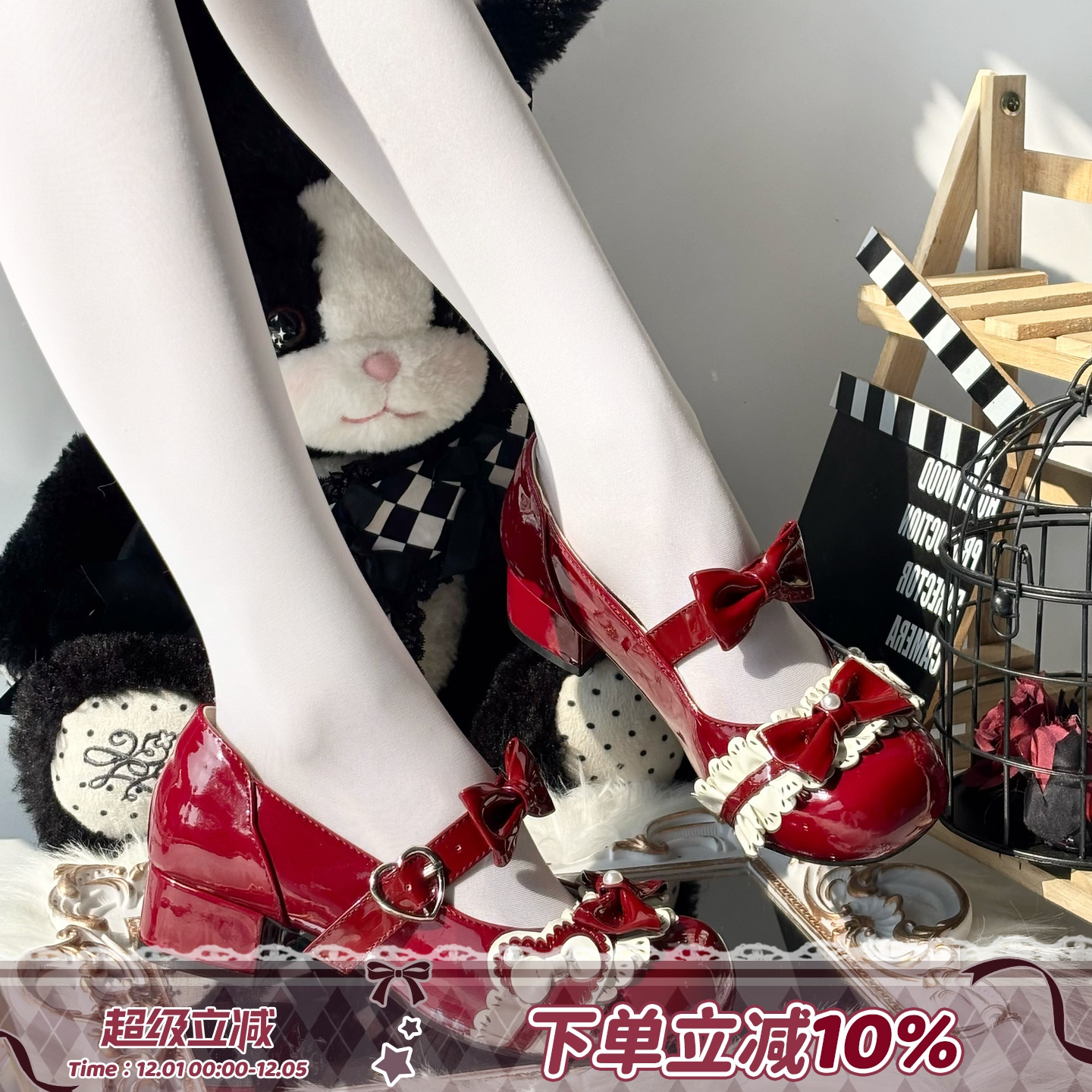 现货 superpink【慕斯蛋糕】原创圆头lolita鞋子蝴蝶结甜美单鞋女