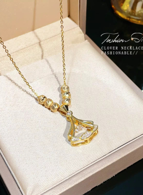 银杏叶钛钢锁骨链女防过敏不掉色