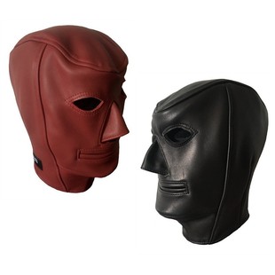 鼻尖全包立体头套PU可调节系带露嘴面具皮革角色扮演木乃伊面罩
