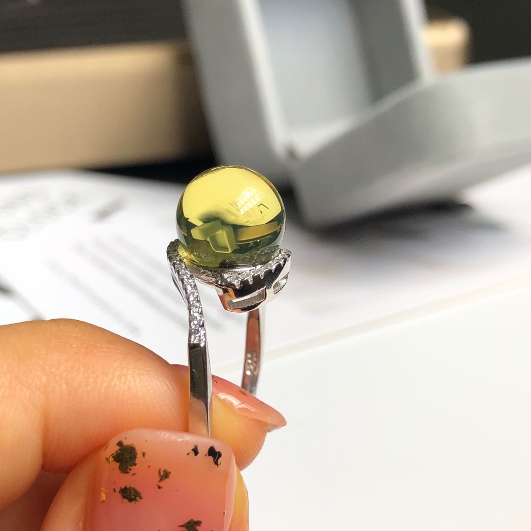 多米尼加墨西哥蓝珀戒指蜜蜡琥珀指环 925纯银镶嵌琥珀吊坠耳钉