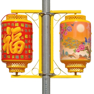 新款小区路灯杆LED红灯笼 美丽乡村道路景观灯户外发光福字灯笼灯