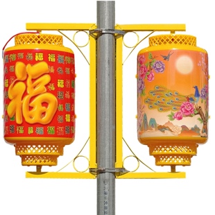 新款小区路灯杆LED红灯笼 美丽乡村道路景观灯户外发光福字灯笼灯
