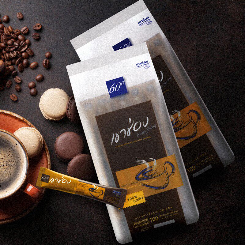 高崇黑咖啡泰国原装进口速溶黑咖啡粉袋装100条提神醒脑健康饮品