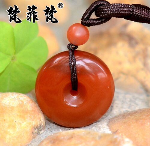 南红平安扣凉山天然满色原石吊坠