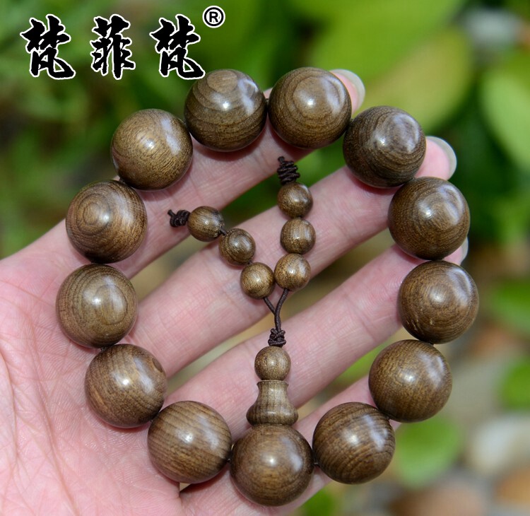 8cm手串野生老木料手链金丝水波纹抖音同款