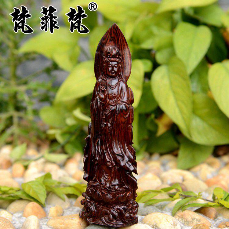 梵菲梵 海南黄花梨观音菩萨摆件 海黄紫油梨雕件 鬼脸鬼眼