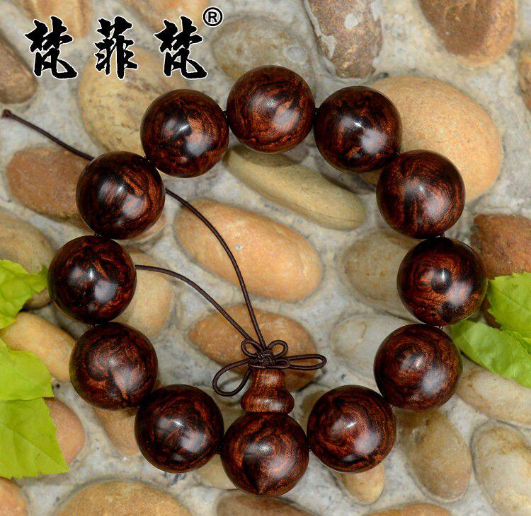 梵菲梵 越南黄花梨2.0cm手串正品天然越黄鬼脸鬼眼蜘蛛纹油梨手链