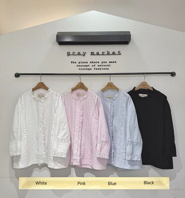 韩国Greymarket(现货)蝴蝶结家蕾丝七分袖衬衫