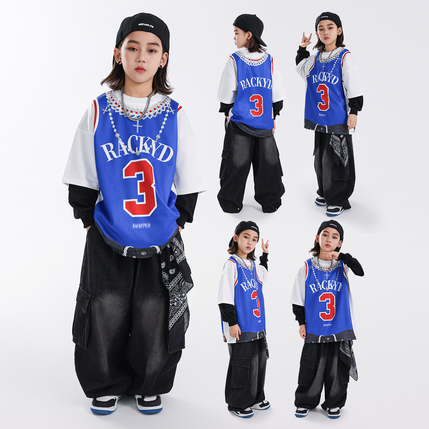 RACKETYLD街舞儿童潮服男童嘻哈童装炸街酷帅hiphop街舞女孩套装