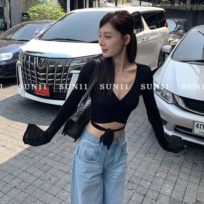 欧美废土风上衣女短款jazz跳舞kpop女团打歌服爵士舞穿搭长袖t恤