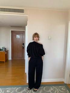 ALL IN新款2026春季松弛老钱简约宽松落肩卫衣+卫裤长裤两件套装