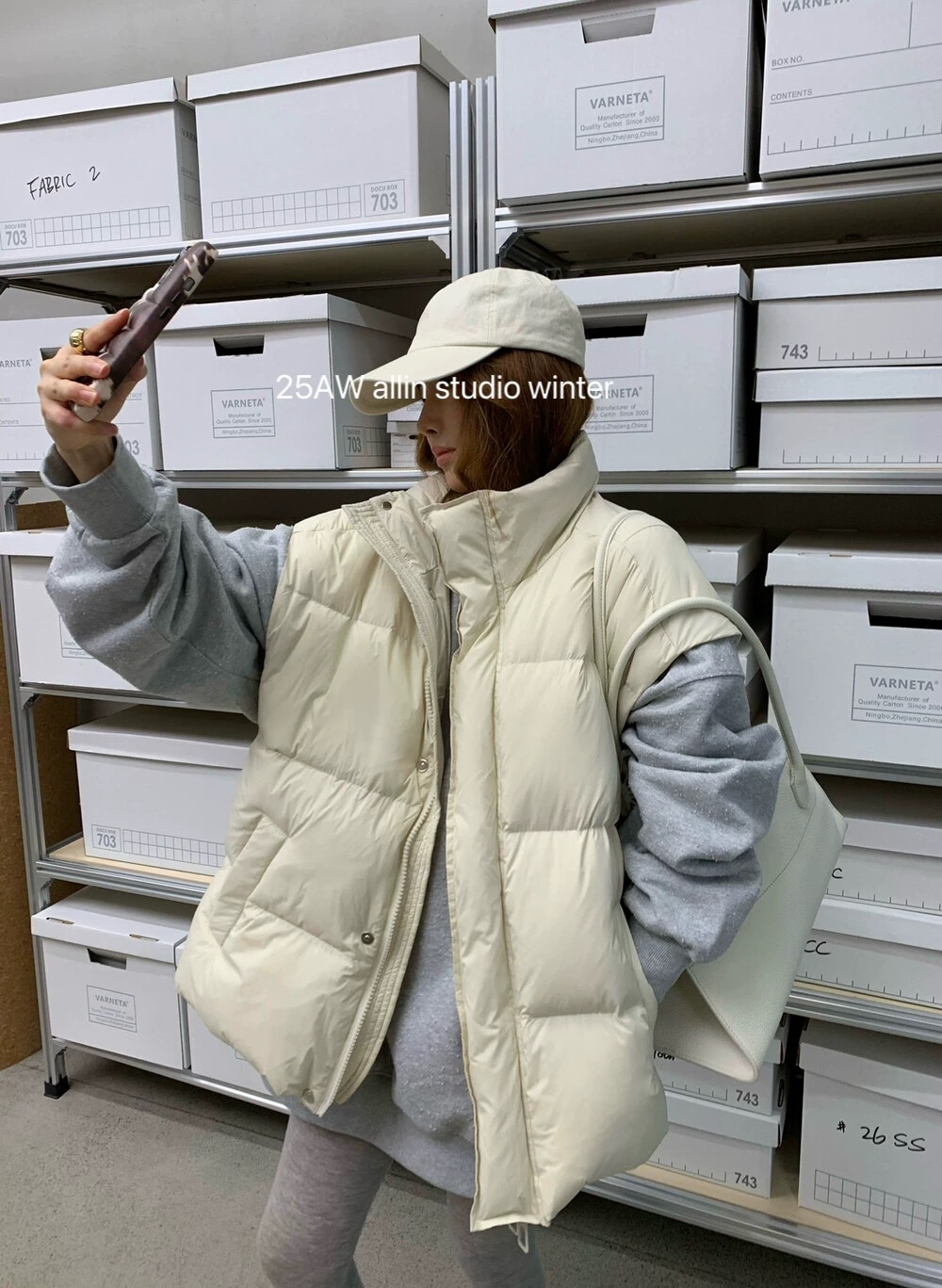 宽松立领白鸭绒保暖短外套羽绒服