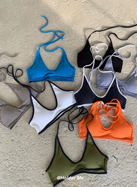 HOLDER ME新款2025早秋韩版三角杯带胸垫性感比基尼系带文胸美背