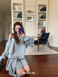 设计感小众露肩卫衣 时尚 半身裙两件套女 HOLDER韩版 2025早秋新款