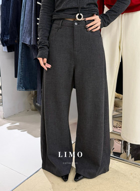 2025秋冬季LIMO复合超柔绒加厚版弯刀西裤阔腿裤休闲裤韩版长裤女
