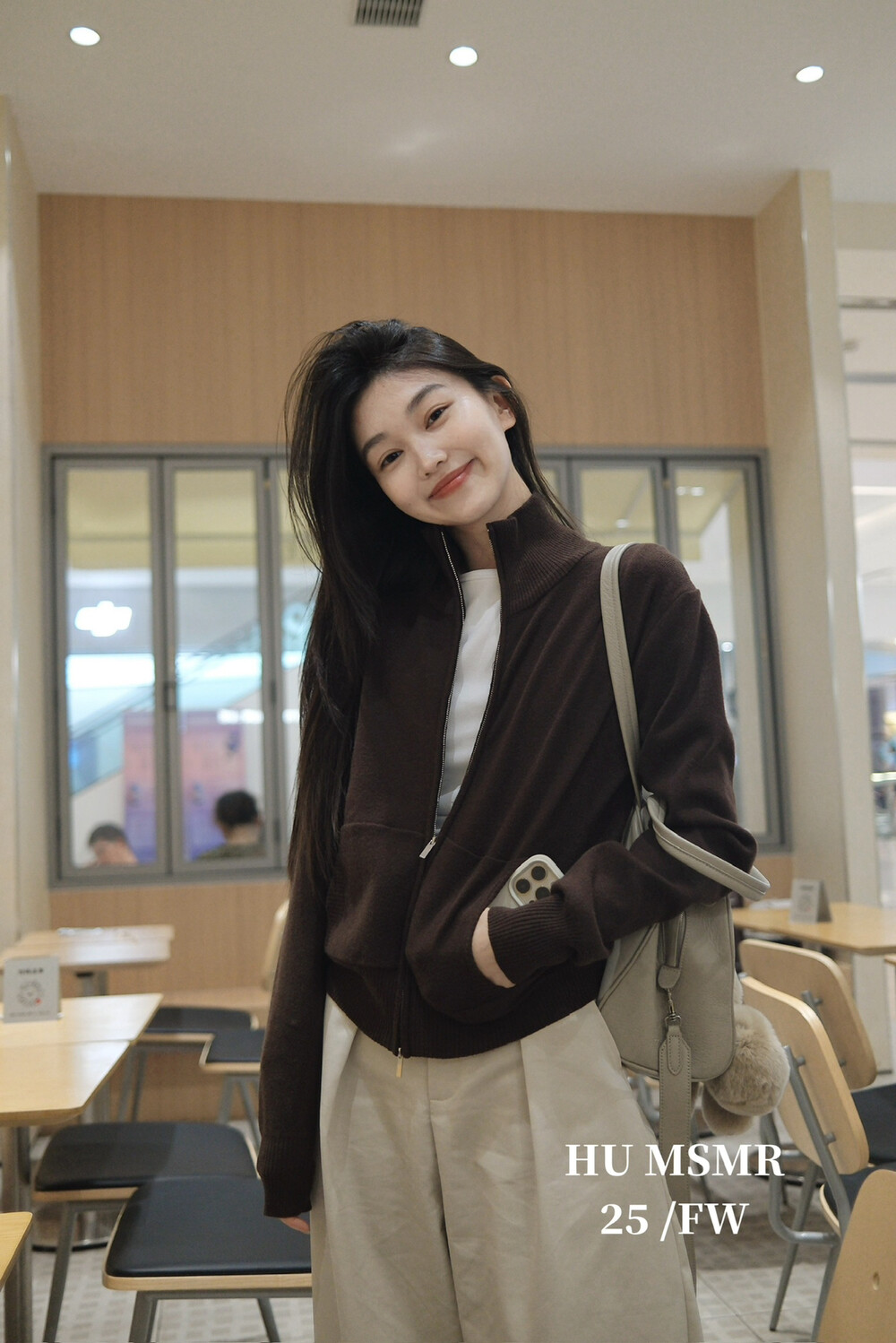 小众双拉链立领针织开衫外套女
