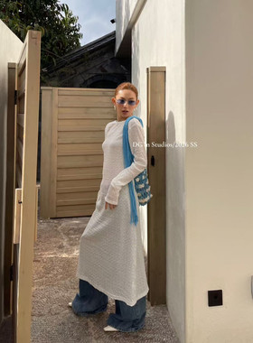 2026早春新款DG IN STUDIO韩系黑色蕾丝露背百搭连衣裙白色长裙女